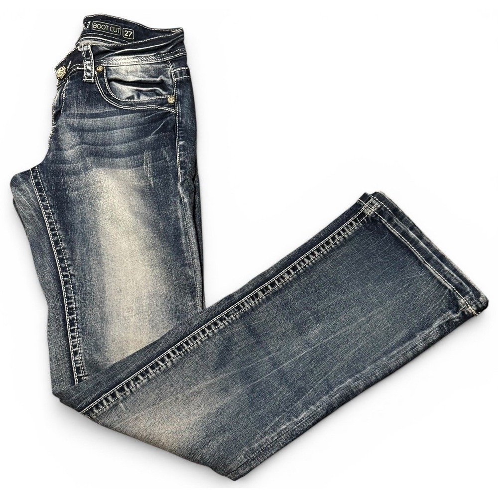 Grace In LA Womens Boot Cut Jeans Size 27 Medium Wash Embellished Stretch